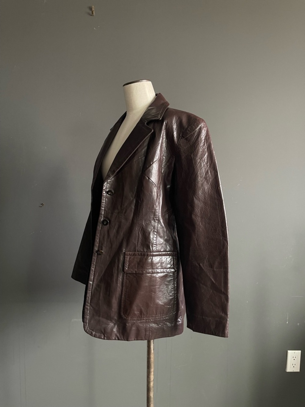 Vintage Albert Duke Espresso Brown Leather Blazer 90s Tailored Jacket M/L